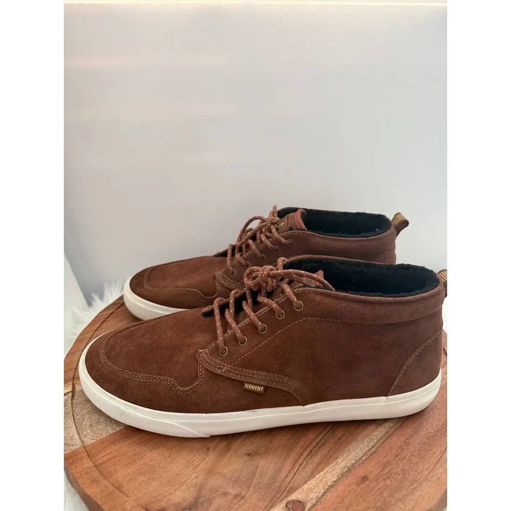 Element Men's Brown Suede Chukkas Fleece Lined Mid‎ Top Sneakers Size 13